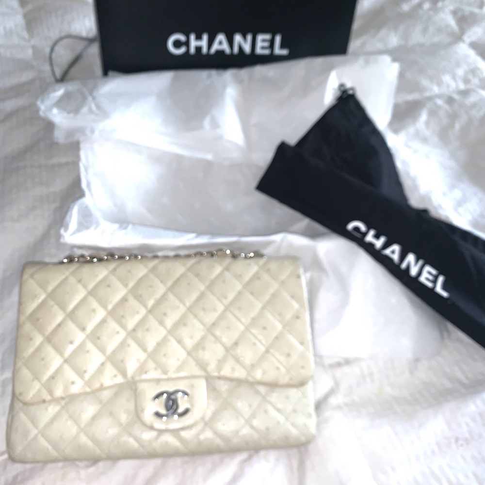 Chanel ostrich flap bag RARE ❤️HOST PICK❤️